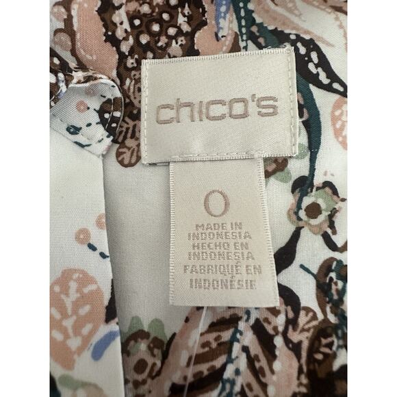 Chico Women's Long Sleeve Blouse Size (0) Paisley Collard Blouse - Picture 12 of 16